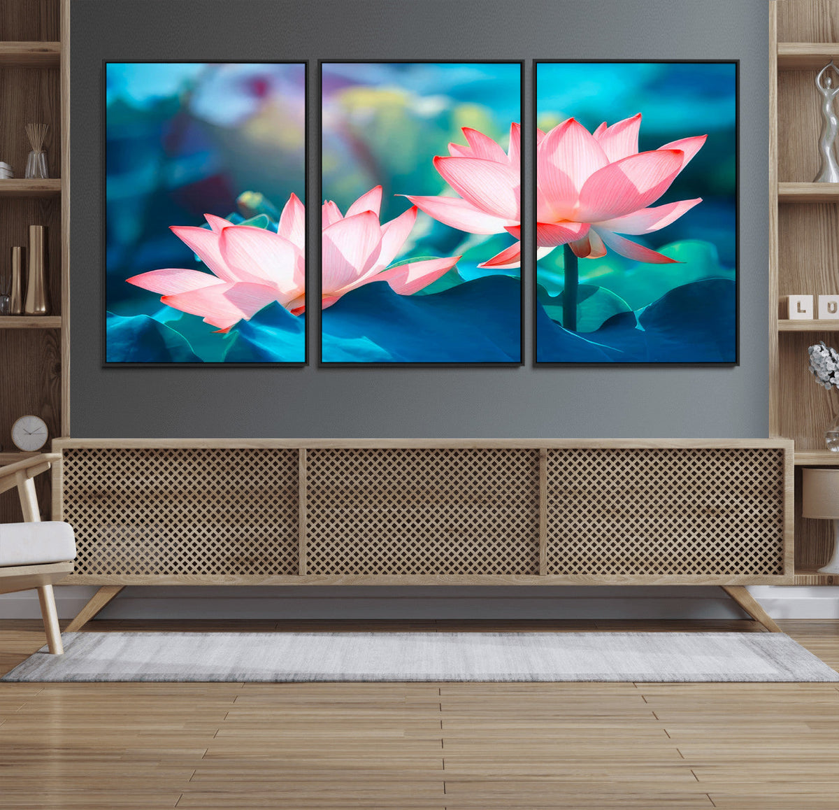 Pink Lotus Flower Canvas Wall Art | Vibrant Floral Wall