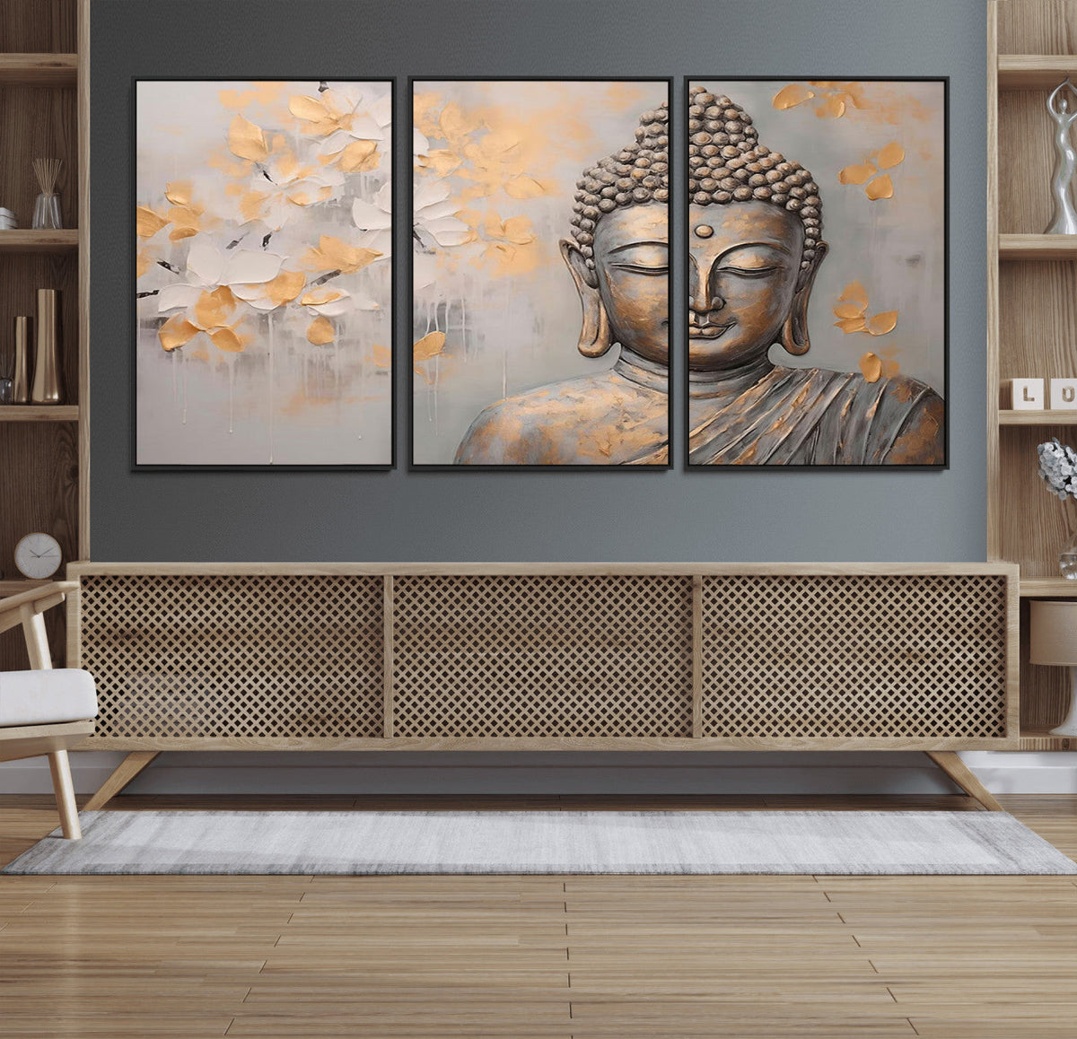 Abstract Buddha Statue Wall Art Canvas Print - Modern