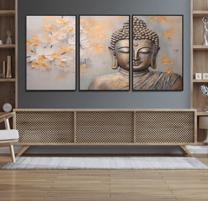 Abstract Buddha Statue Wall Art Canvas Print - Modern