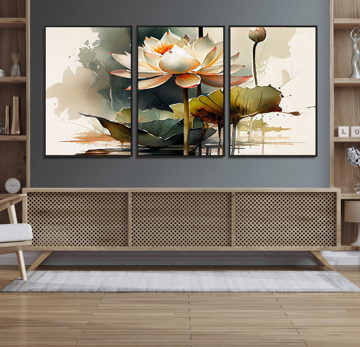 Lotus Flower Watercolor Canvas Print – A Symbol of Serenity
