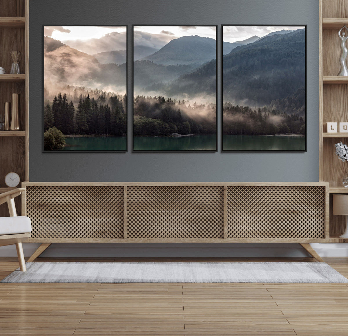 Foggy Mountain Canvas Print Forest Wall Art