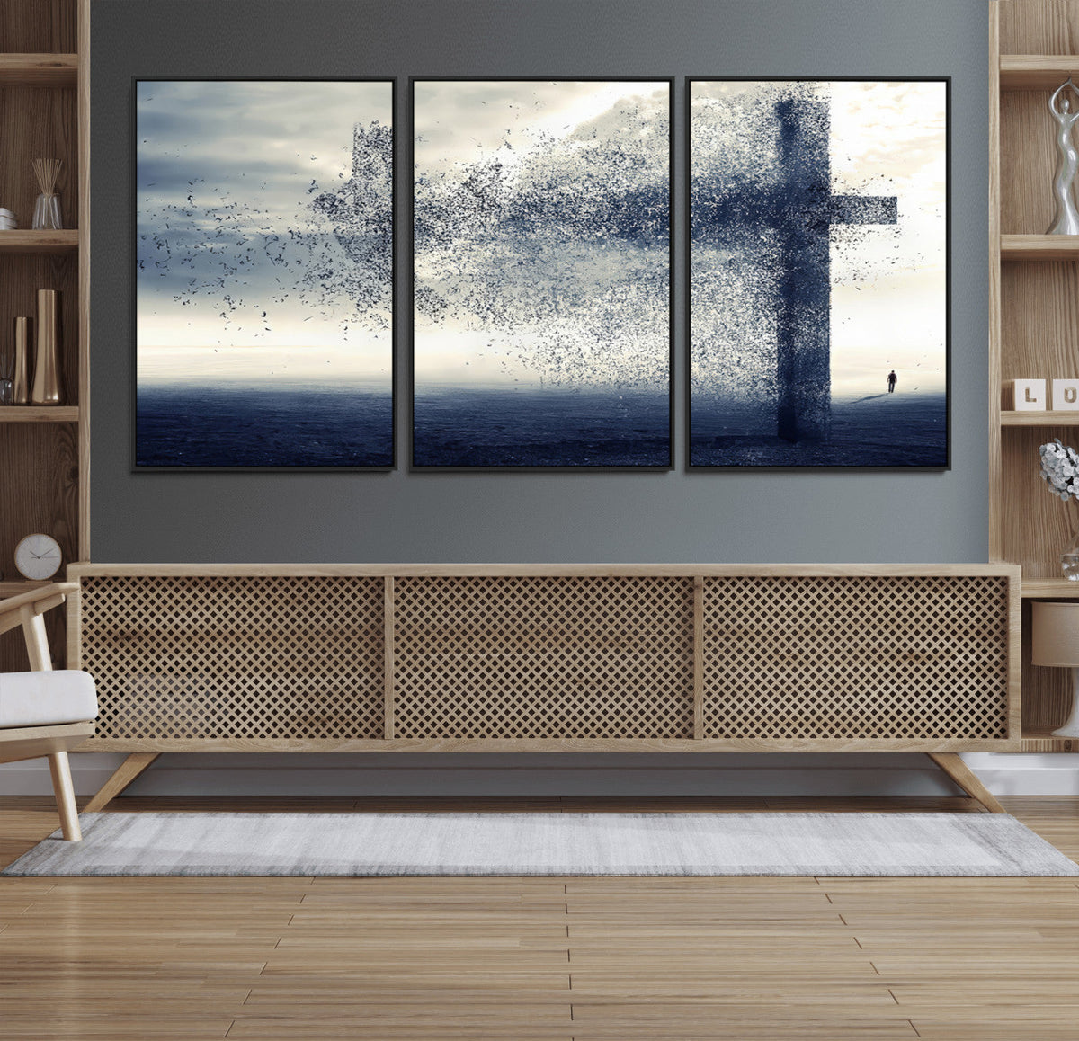 Jesus and the Fading Cross Wall Art Print – Symbol of Faith,