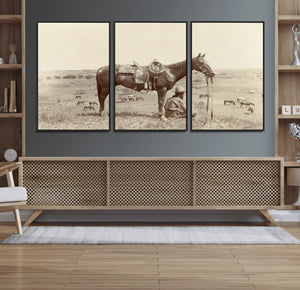 Cowboy Wall Art - Western Horse Canvas Print - Vintage