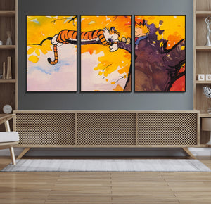 Calvin and Hobbes Tree Scene Canvas Print | 3 Panel Large