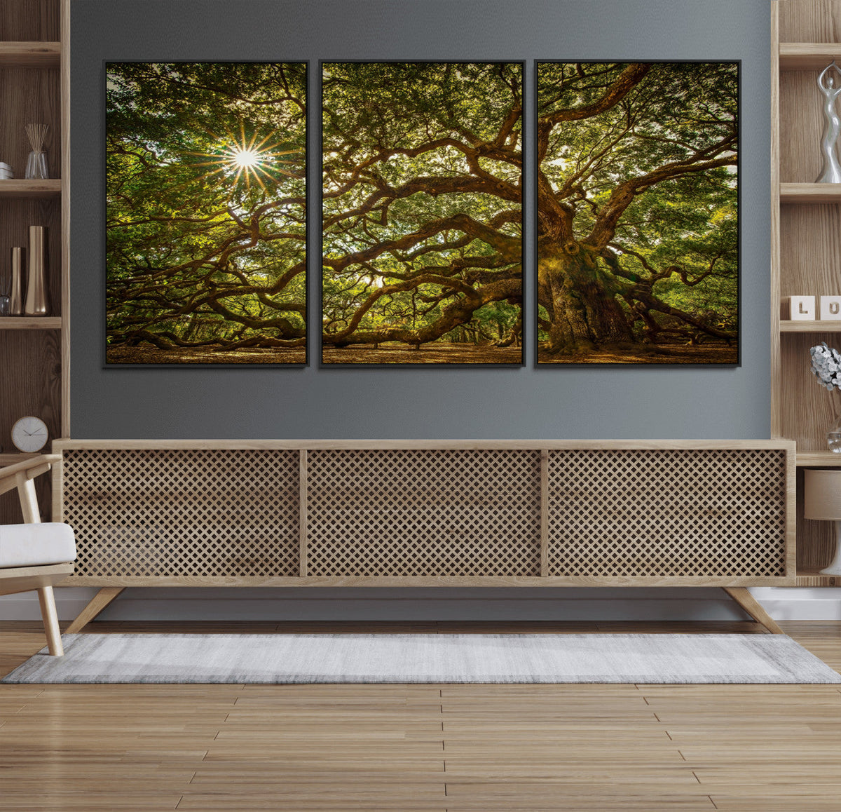Ancient Angel Oak Tree Art Sunburst Canvas Print-