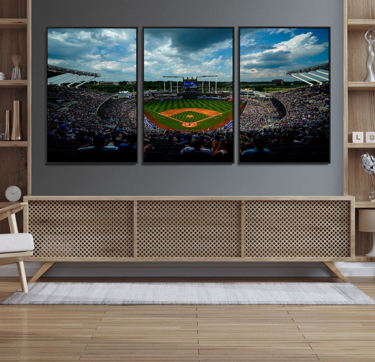 3-Panel Kauffman Stadium Wall Art Print | Large Kansas City
