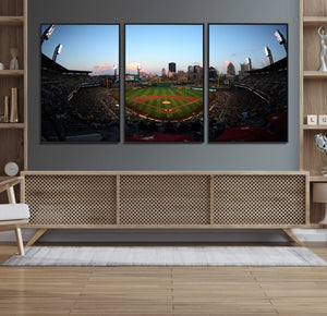 PNC Park Evening Game Triple Canvas Wall Art - Pittsburgh