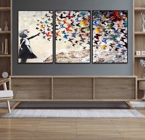 Banksy Graffiti Wall Art Canvas Print: Girl Releasing