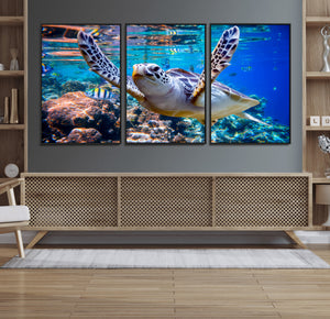 Underwater Sea Turtle Wall Art Canvas Print – Vibrant Ocean