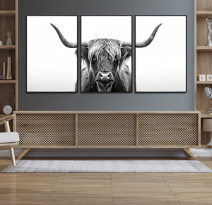 Highland Wall Art Canvas Print – Minimalist Black and White
