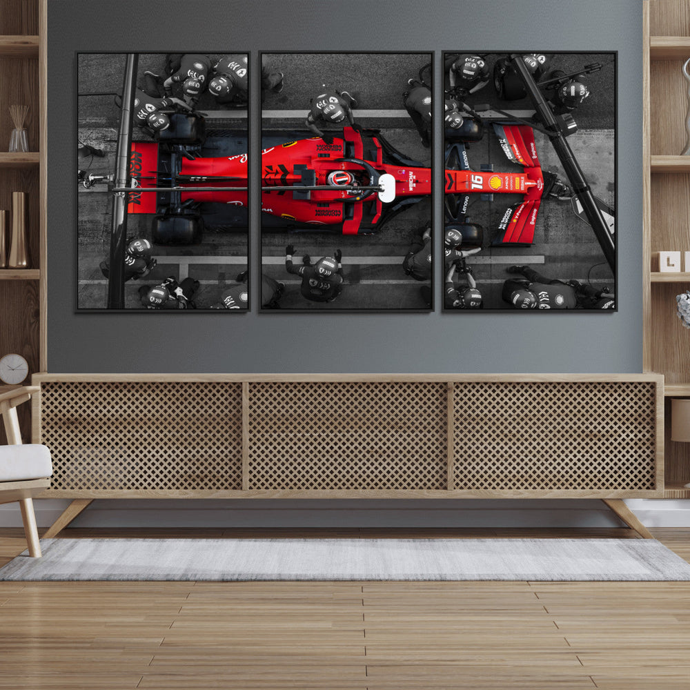 Ferrari Pit Stop Canvas Wall Art – Precision and Speed