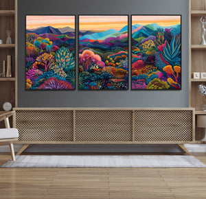 Colorful Abstract Landscape Wall Art Print Canvas - Vibrant