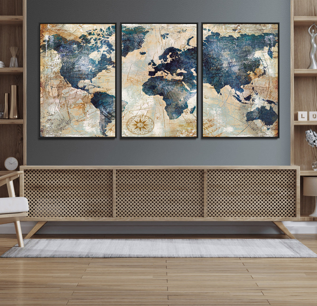 World Map Canvas Print – Framed Wall Art for Couples,