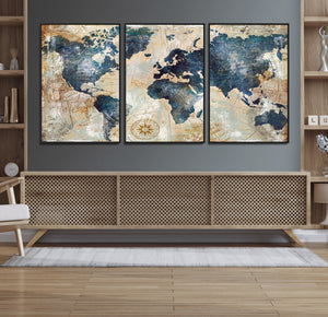 World Map Canvas Print – Framed Wall Art for Couples,