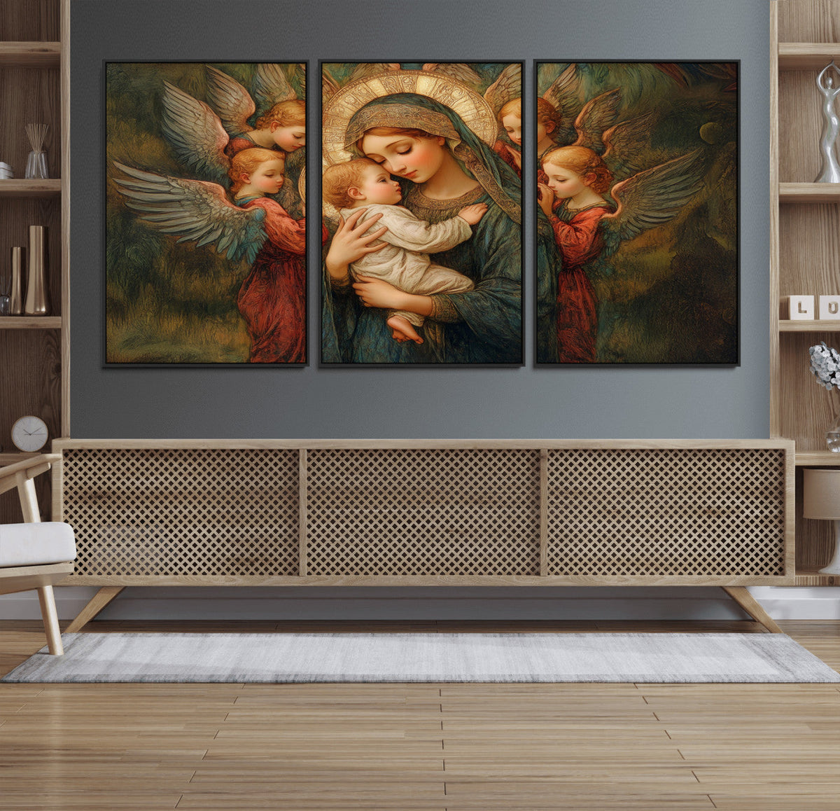 Mary Jesus Canvas Wall Art Print - Madonna and Child with