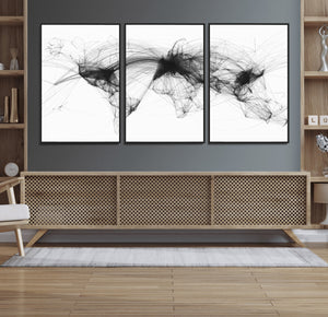Flight Routes Air Traffic Map Canvas Wall Art - Framed -