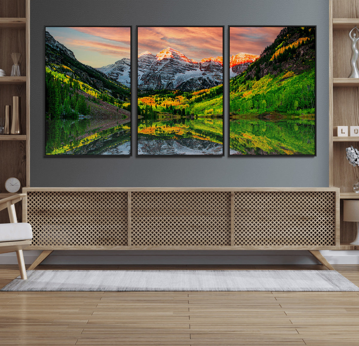 Maroon Bells Lake Wall Art Canvas Print – Framed Majestic