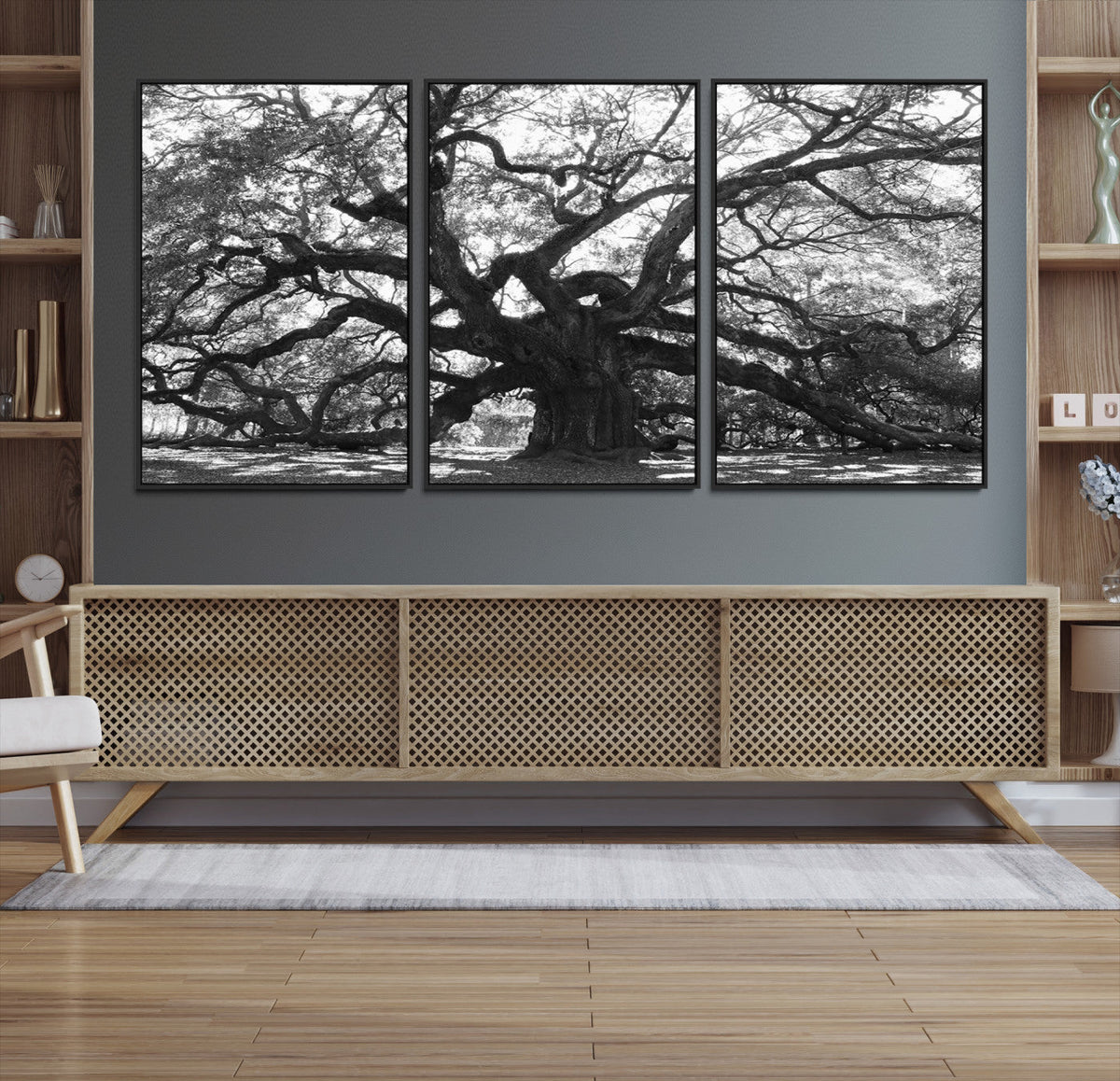 Ancient Oak Wall Art Canvas Print, Majestic Twisted Branches