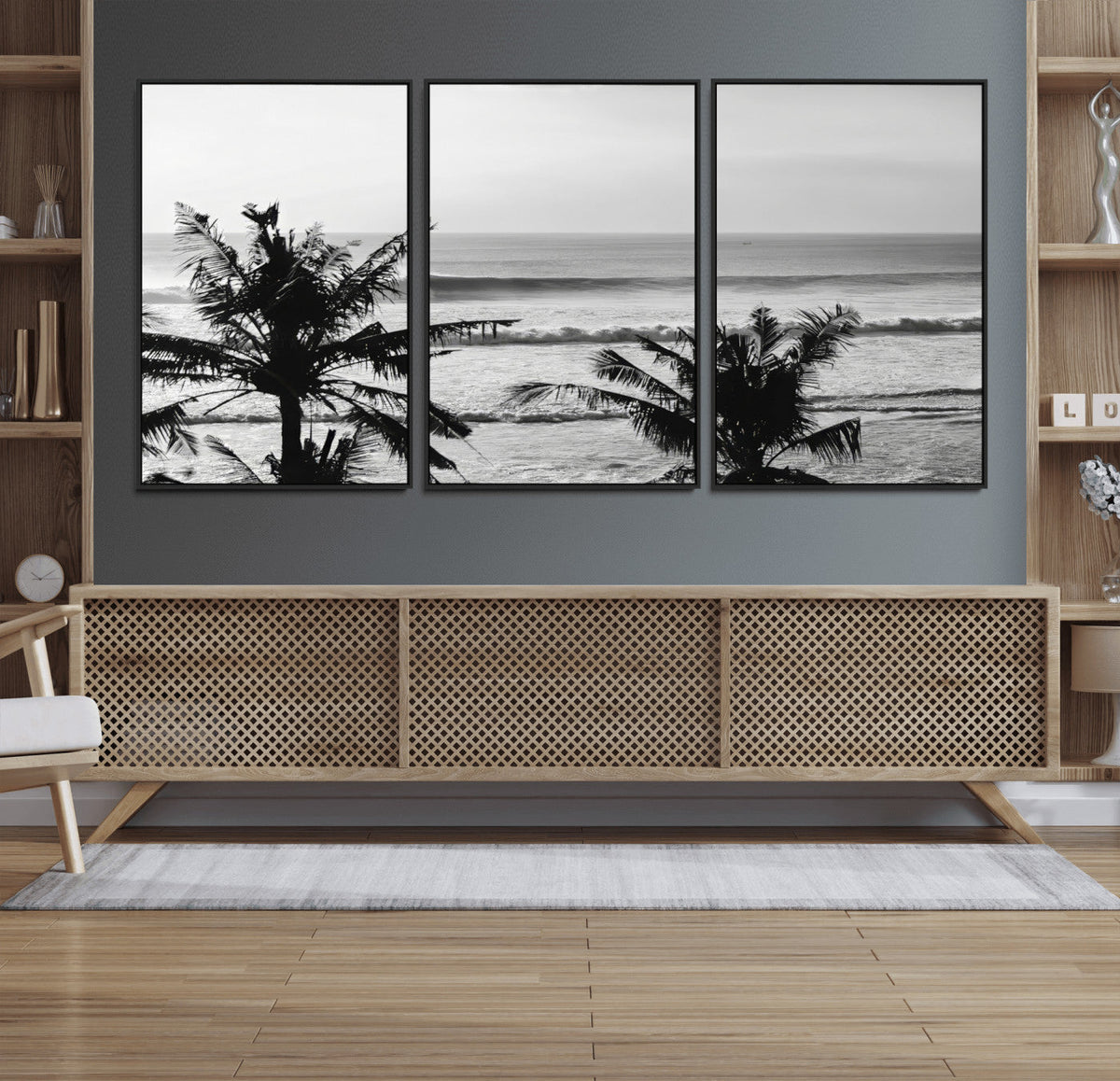 Tropical Coastline Wall Art Canvas Print – Framed Palm Trees