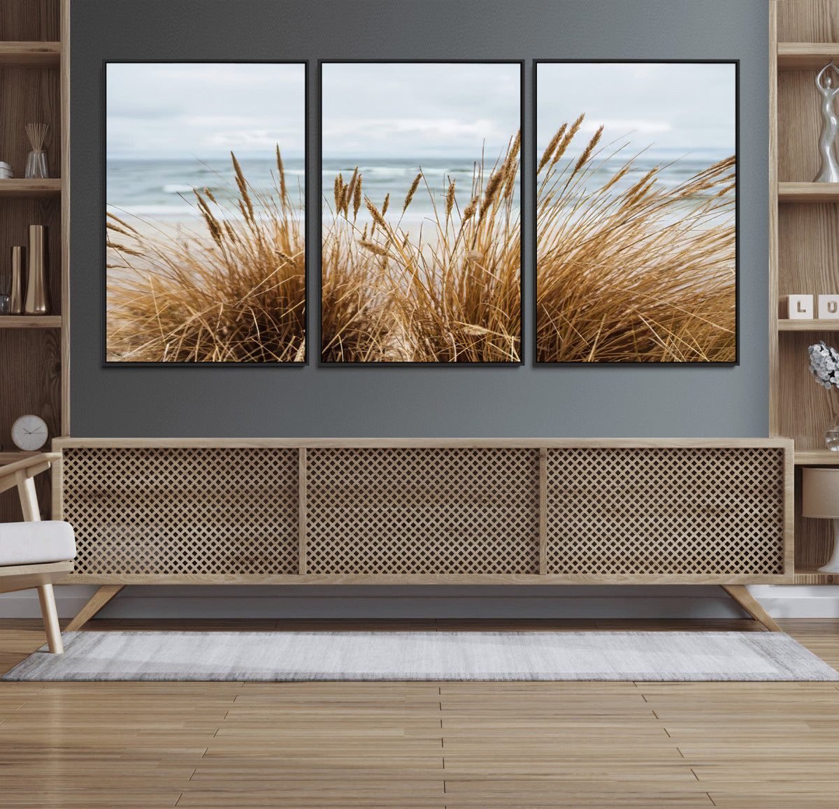 Beach Grass Wall Art Canvas Print – Framed Coastal Dunes Art
