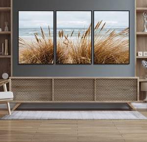 Beach Grass Wall Art Canvas Print – Framed Coastal Dunes Art