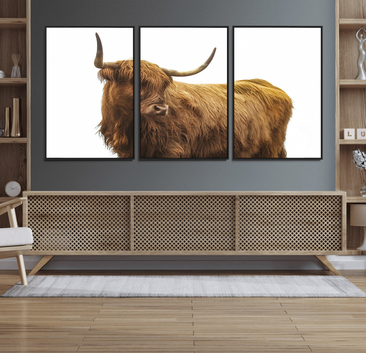 Highland Cow Wall Art Canvas Print – Framed Farmhouse Rustic