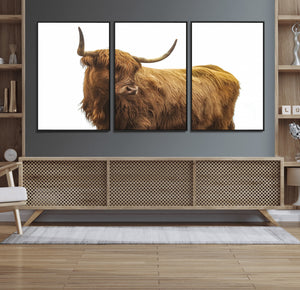 Highland Cow Wall Art Canvas Print – Framed Farmhouse Rustic