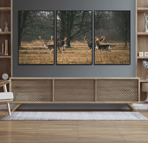 Deer Wall Art Canvas Print – Framed Rustic Wildlife Stags