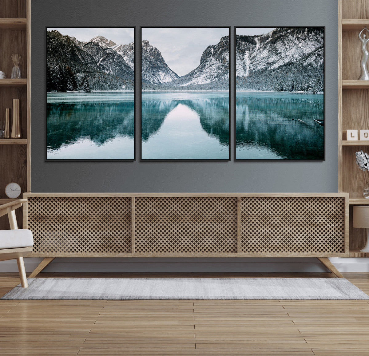 Mountain Lake Wall Art Canvas Print – Framed Toblacher See