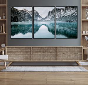 Mountain Lake Wall Art Canvas Print – Framed Toblacher See