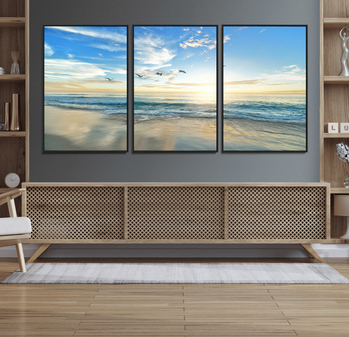 Minimalist Seaside Wall Art Canvas Print – Morning Glow