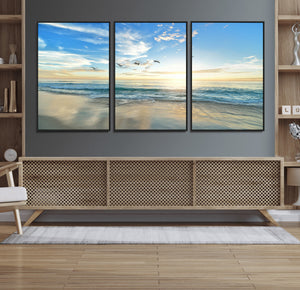 Minimalist Seaside Wall Art Canvas Print – Morning Glow