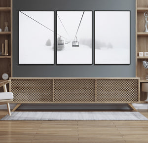 Ski Lift Wall Art Canvas Print – Snowy Alpine Landscape