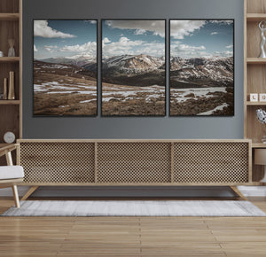 Mountain Landscape Wall Art Canvas Print – Framed Snowy
