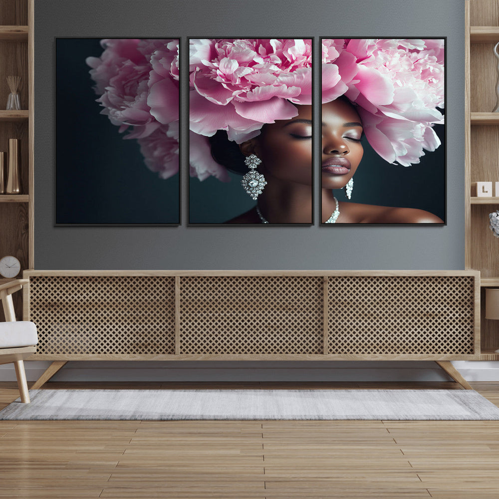 Black Beauty Petal Crown Wall Art Canvas Print – Floral