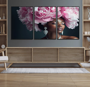 Black Beauty Petal Crown Wall Art Canvas Print – Floral