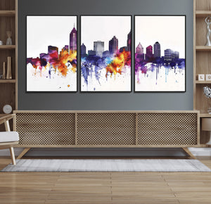 Atlanta Skyline Wall Art Canvas Print – Framed Colorful