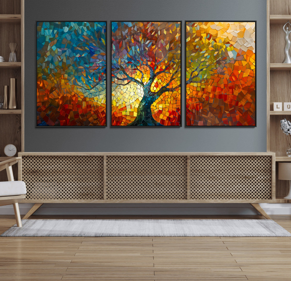 Yggdrasil Tree of Life Mosaic Stained Glass Wall Art, Tree