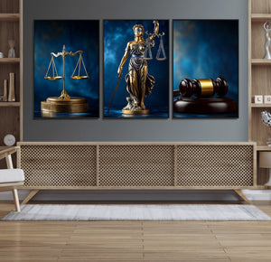 Justice Scales Statue Wall Art, Lady Justice Canvas Print,