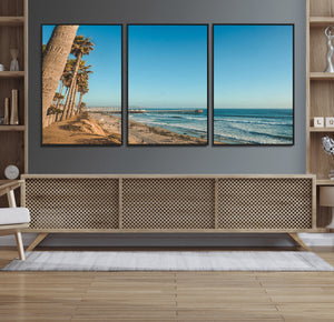 Scenic Beach Wall Art Canvas Print – Tall Palm Trees, Sandy
