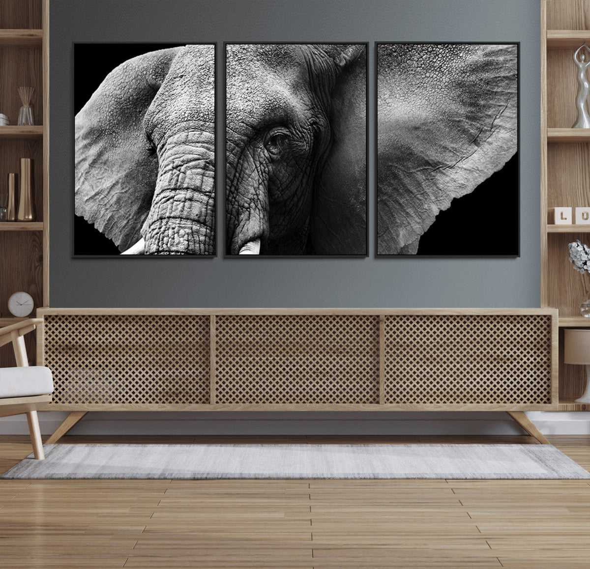 Big Elephant Close Up Wall Art Canvas Print