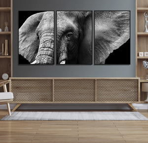 Big Elephant Close Up Wall Art Canvas Print