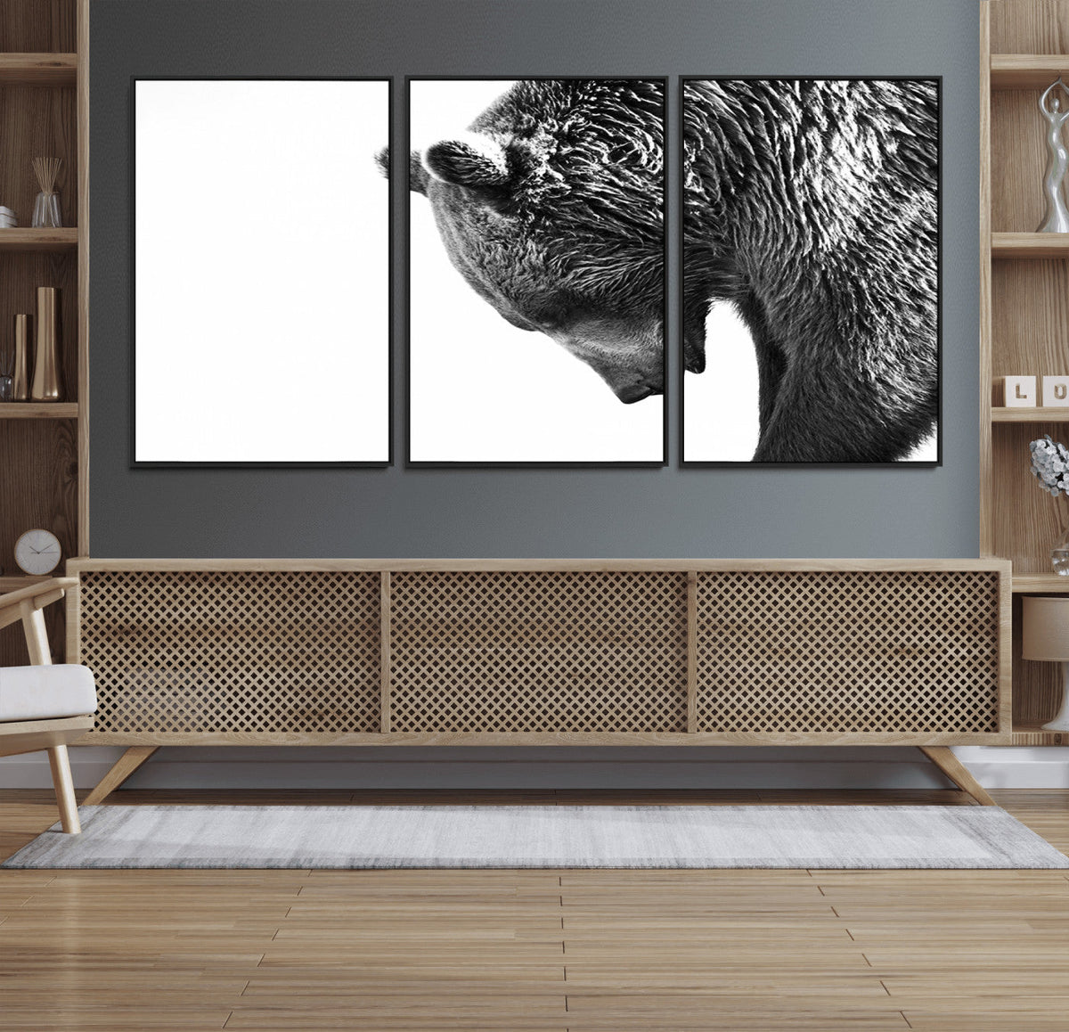 Black and White Grizzly 399 Bear Canvas Print Wall Art |