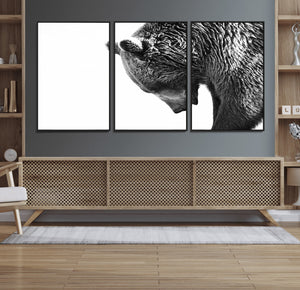 Black and White Grizzly 399 Bear Canvas Print Wall Art |