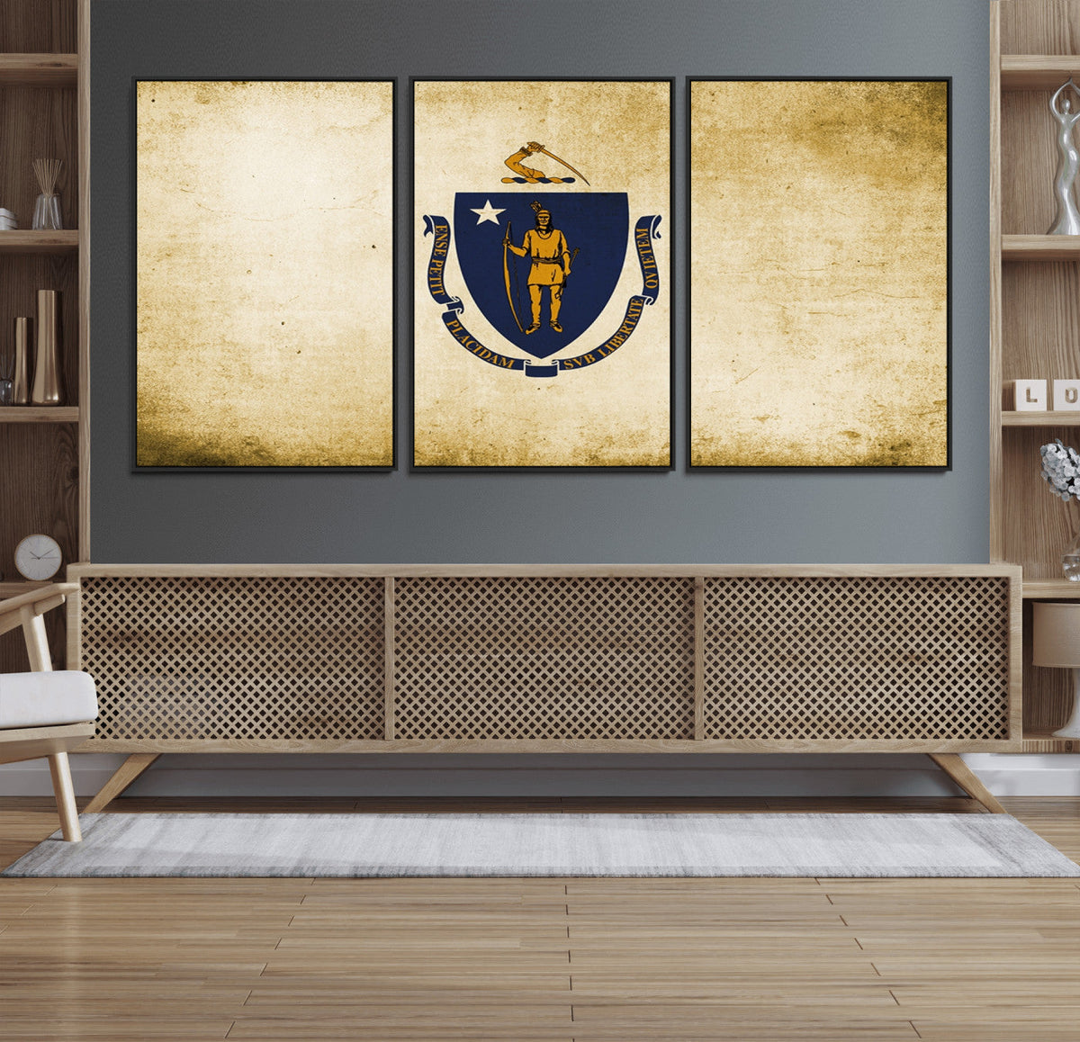 Massachusetts Flag Wall Art Canvas Print