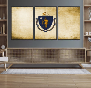 Massachusetts Flag Wall Art Canvas Print