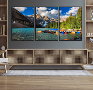Moraine Lake 3-Panel Wall Art, Majestic Mountain and Lake