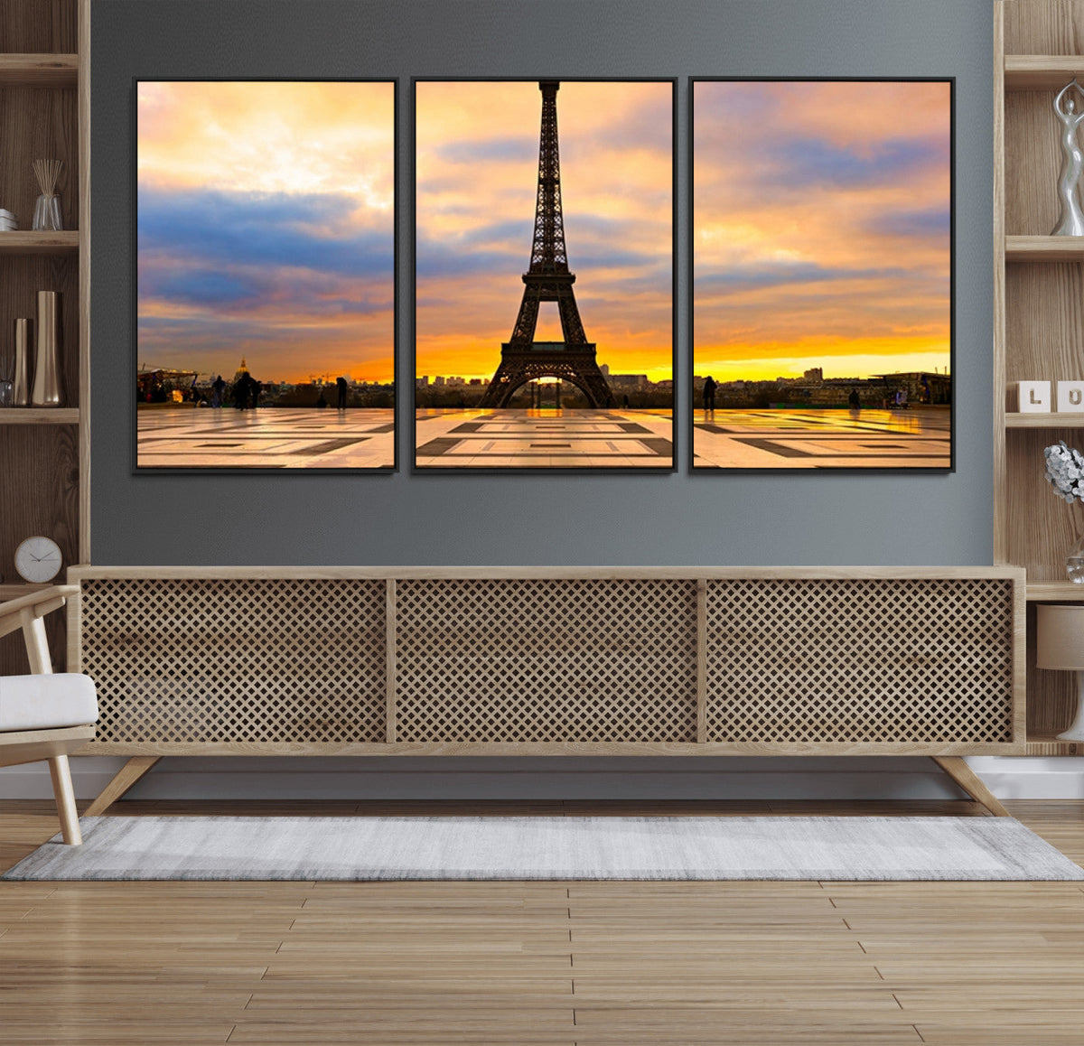 Paris Eiffel Tower Sunset Canvas Wall Art Print - Iconic