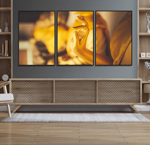 Gold Buddha Statue Hands Wall Art Canvas Print