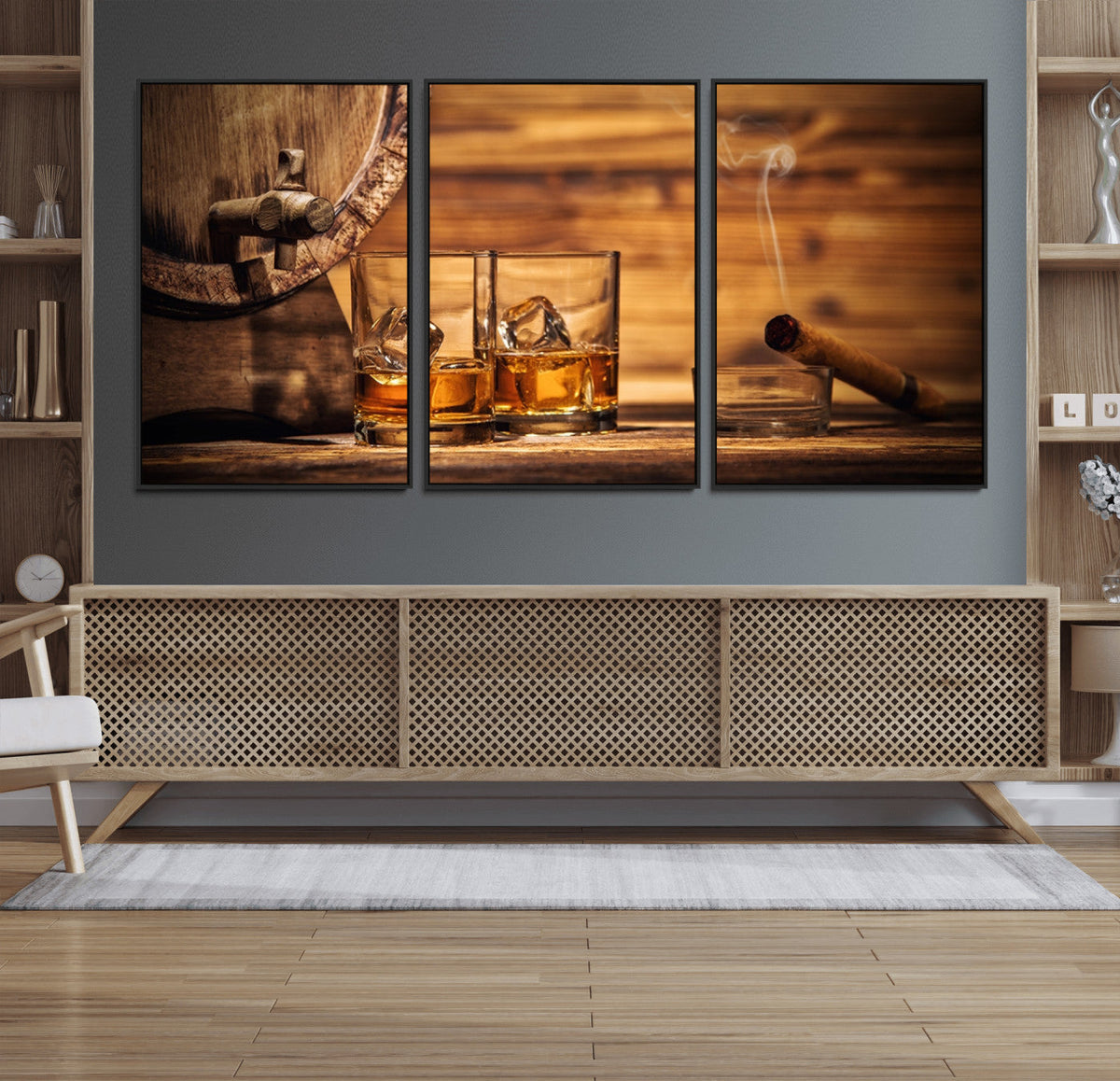 Rustic Whiskey and Barrel Canvas Print